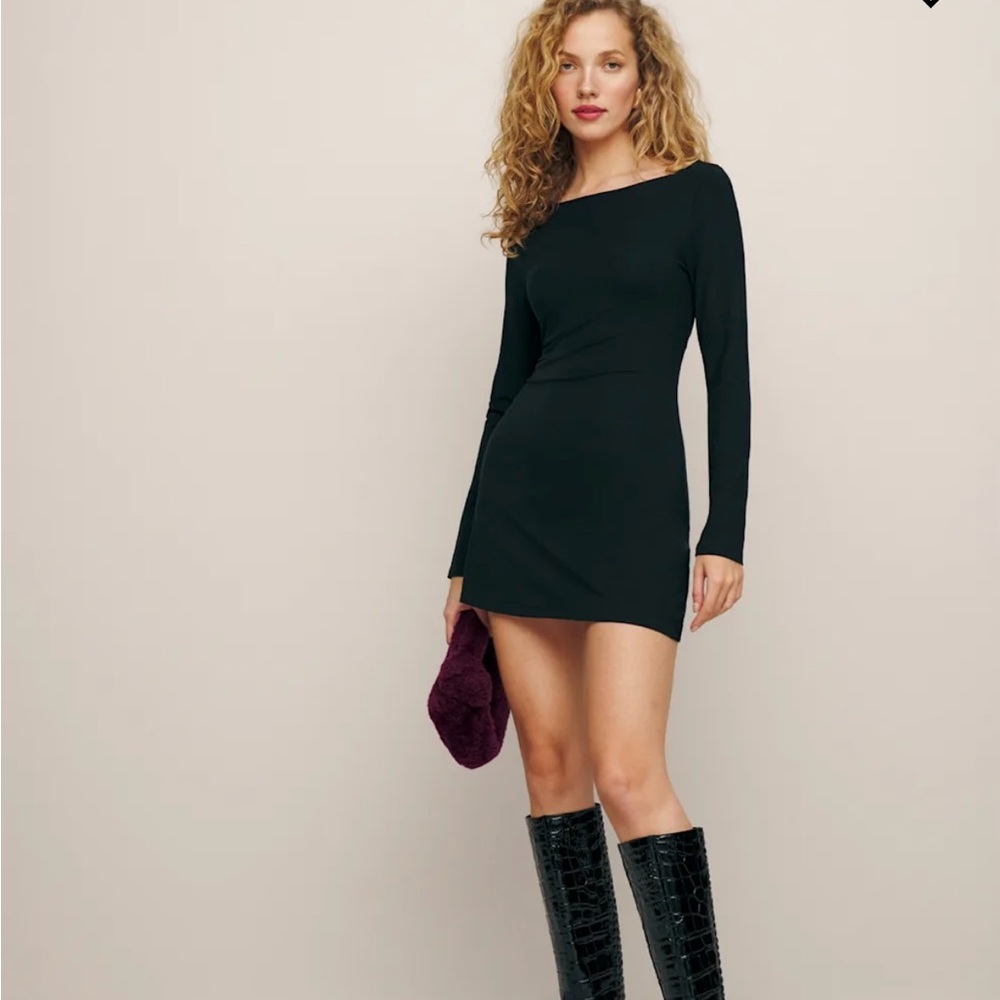 Reformation Black Long Sleeve Dress